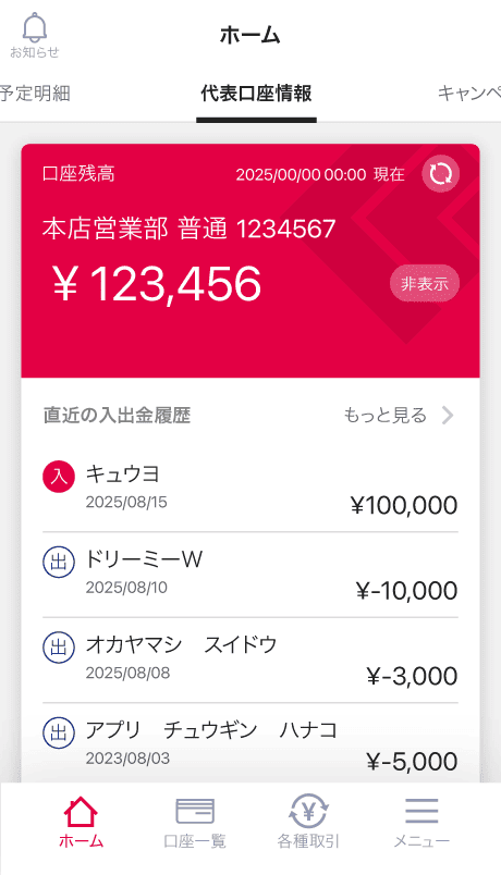 サービス個別TOP画面のイメージ